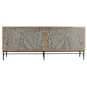 Soloman 80" Sideboard with Bone and Wood Inlay on a Metal Base