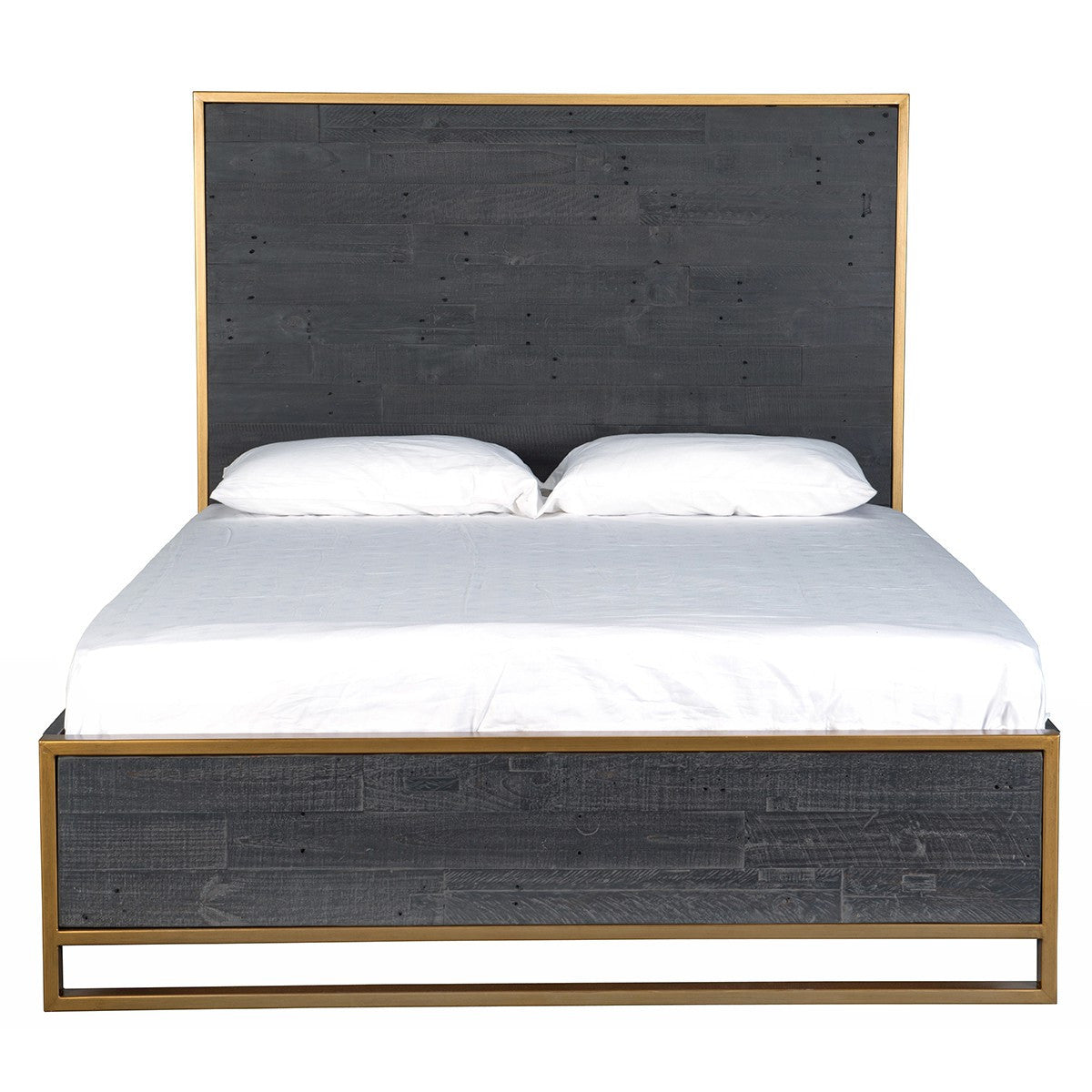 Elle Brass Frame Reclaimed Wood California King Platform Bed