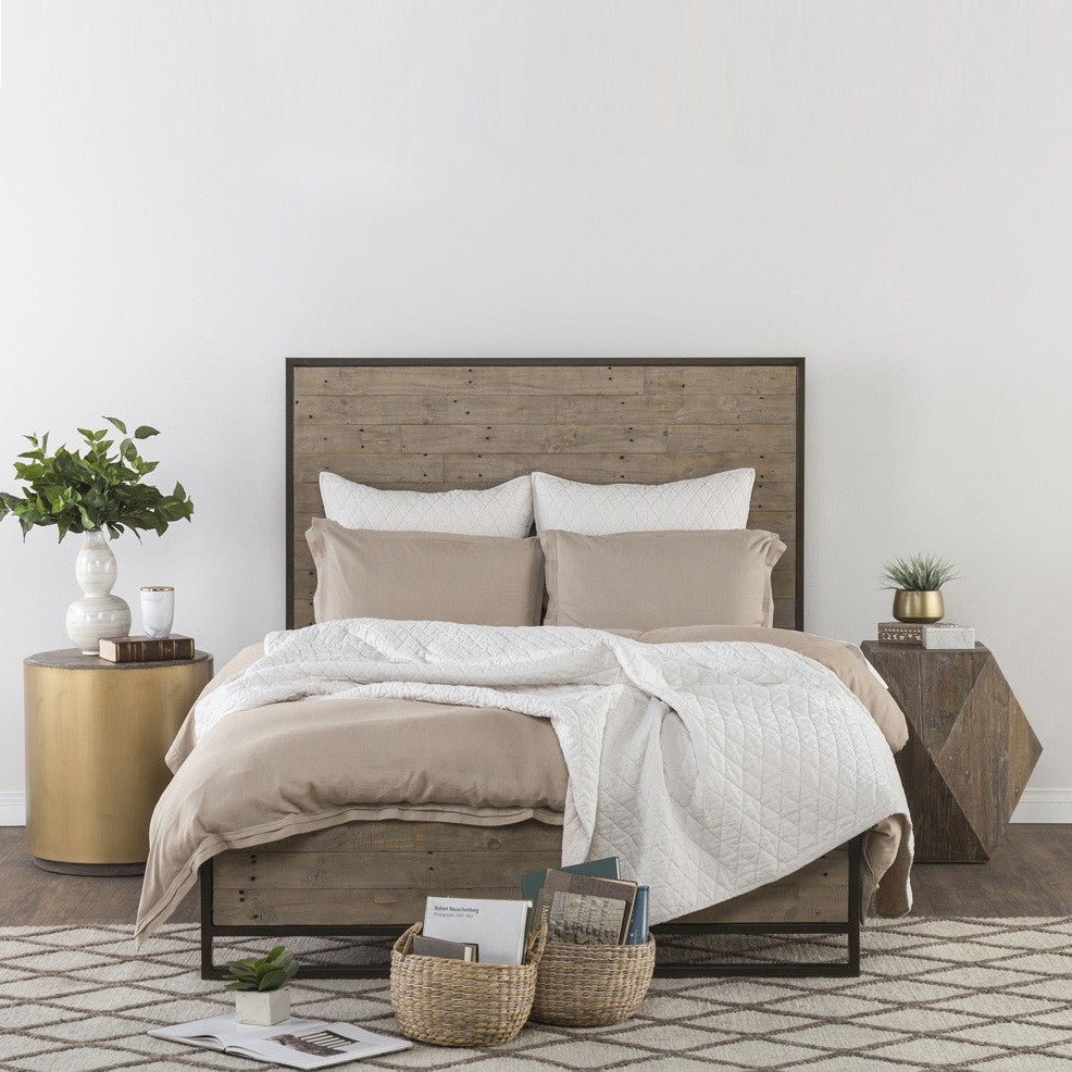 Elle Taupe Reclaimed Wood King Platform Beds