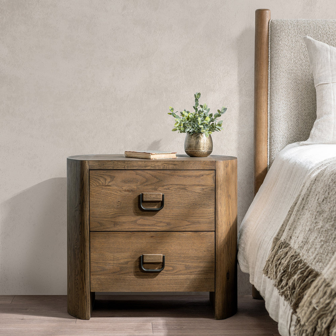 Kyrie Tawny Brown 2 Drawer Nightstand