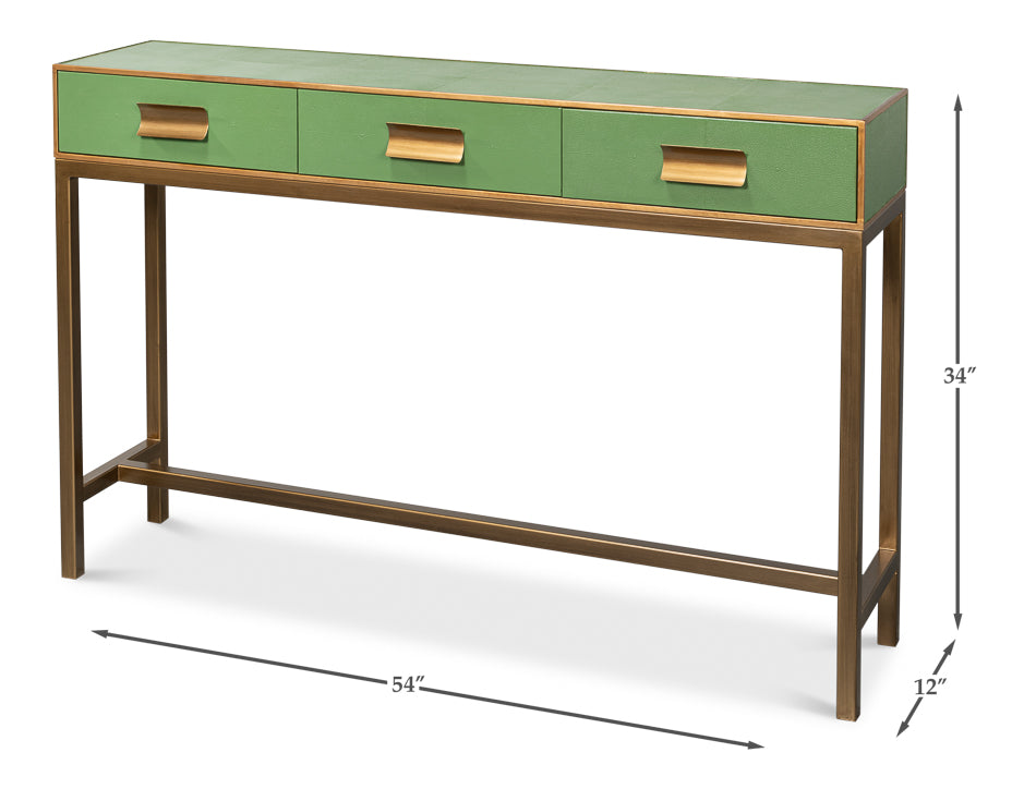 Gideon Shagreen Console, Watercress by Sarreid Ltd - view 7