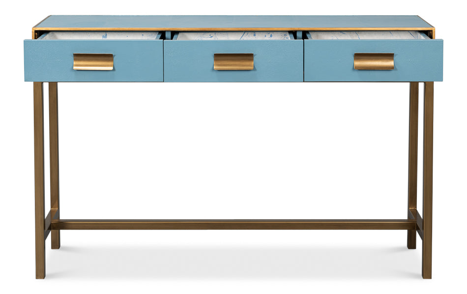 Gideon Shagreen Console, Chambray Blue by Sarreid Ltd - view 3