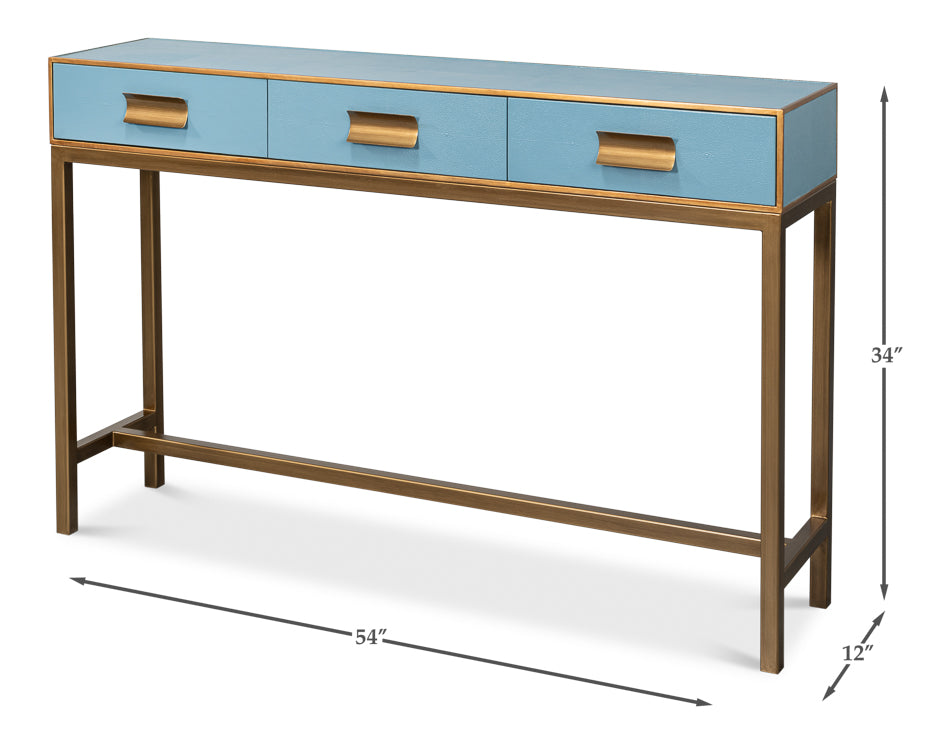 Gideon Shagreen Console, Chambray Blue by Sarreid Ltd - view 7