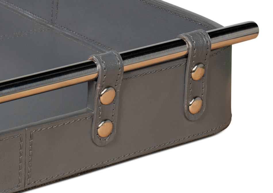 Safari Leather Tray, Quiet Shade by Sarreid Ltd - view 12