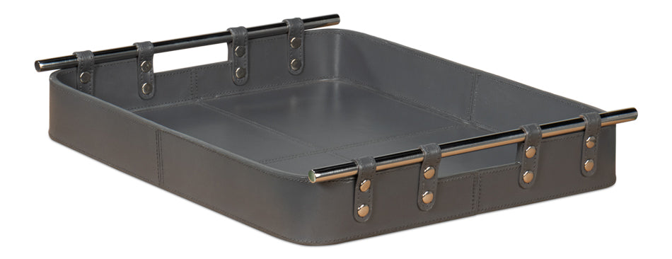Safari Leather Tray, Quiet Shade by Sarreid Ltd - view 3