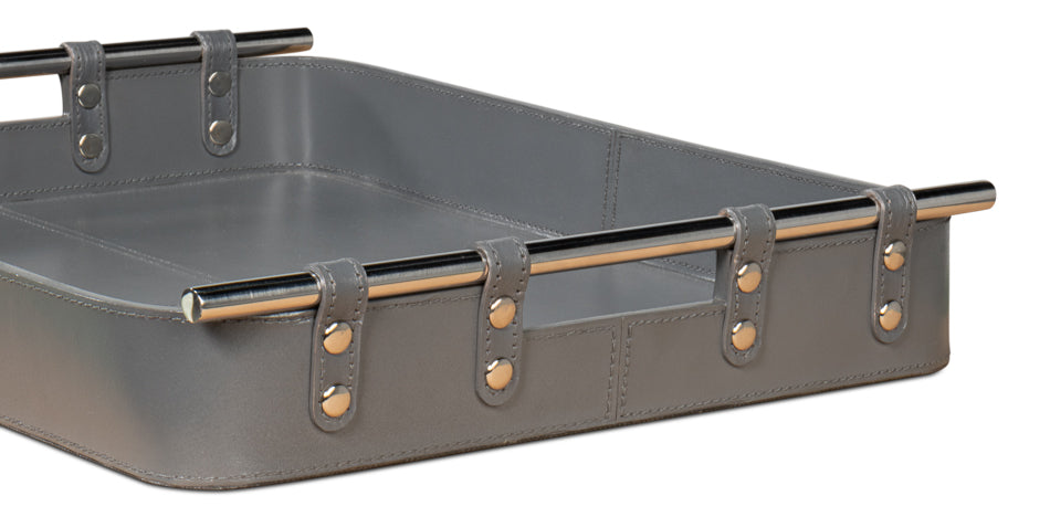Safari Leather Tray, Quiet Shade by Sarreid Ltd - view 6