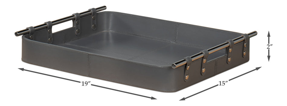 Safari Leather Tray, Quiet Shade by Sarreid Ltd - view 7