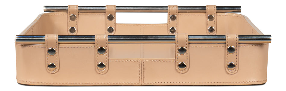 Safari Leather Tray, Mushroom by Sarreid Ltd - view 10