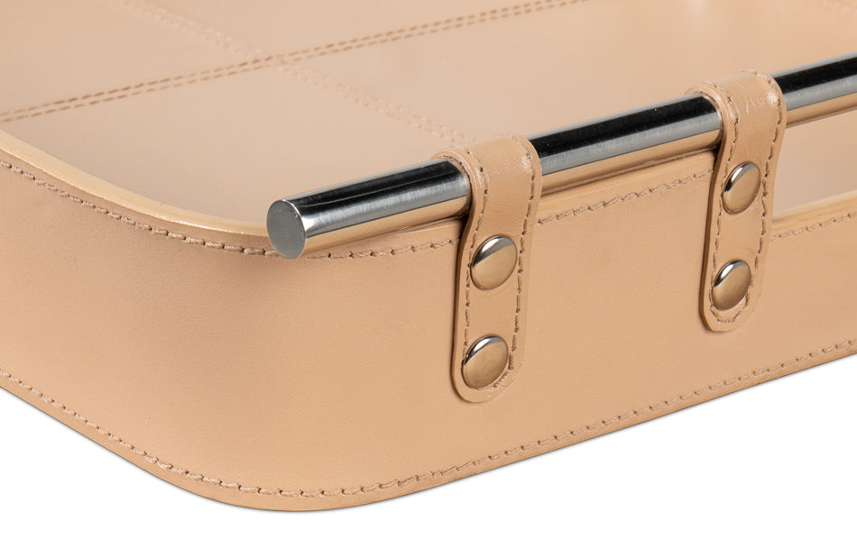 Safari Leather Tray, Mushroom by Sarreid Ltd - view 12