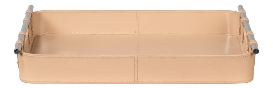 Safari Leather Tray, Mushroom by Sarreid Ltd - view 2