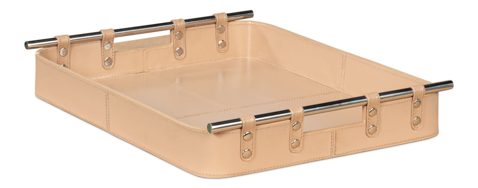 Safari Leather Tray, Mushroom by Sarreid Ltd - view 3
