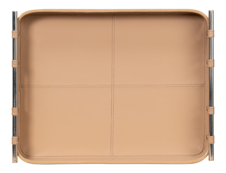 Safari Leather Tray, Mushroom by Sarreid Ltd - view 5