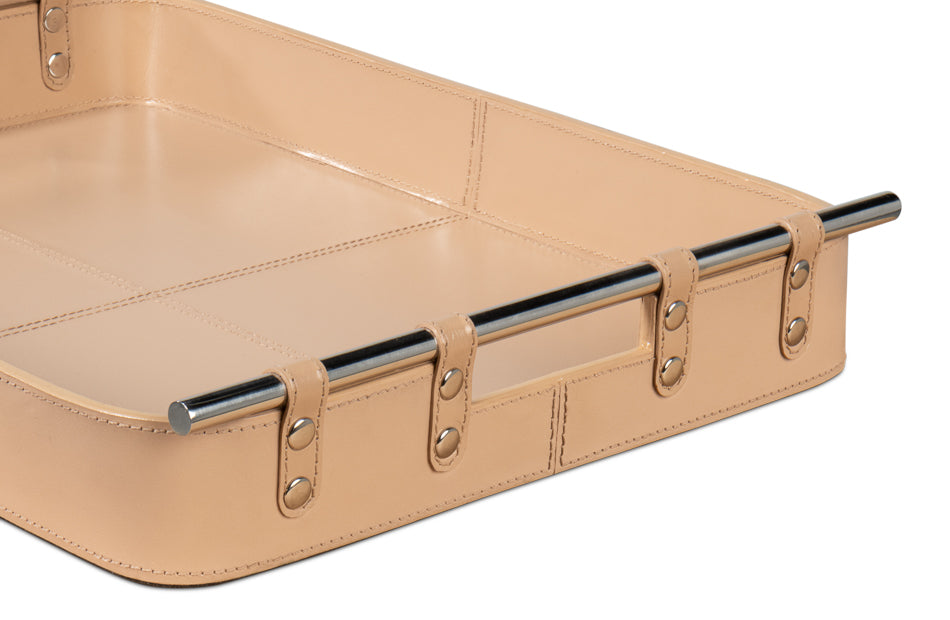 Safari Leather Tray, Mushroom by Sarreid Ltd - view 6