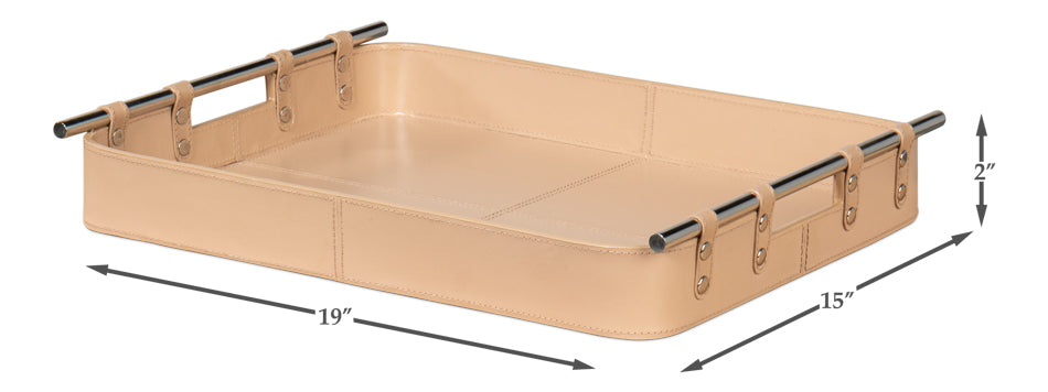 Safari Leather Tray, Mushroom by Sarreid Ltd - view 7