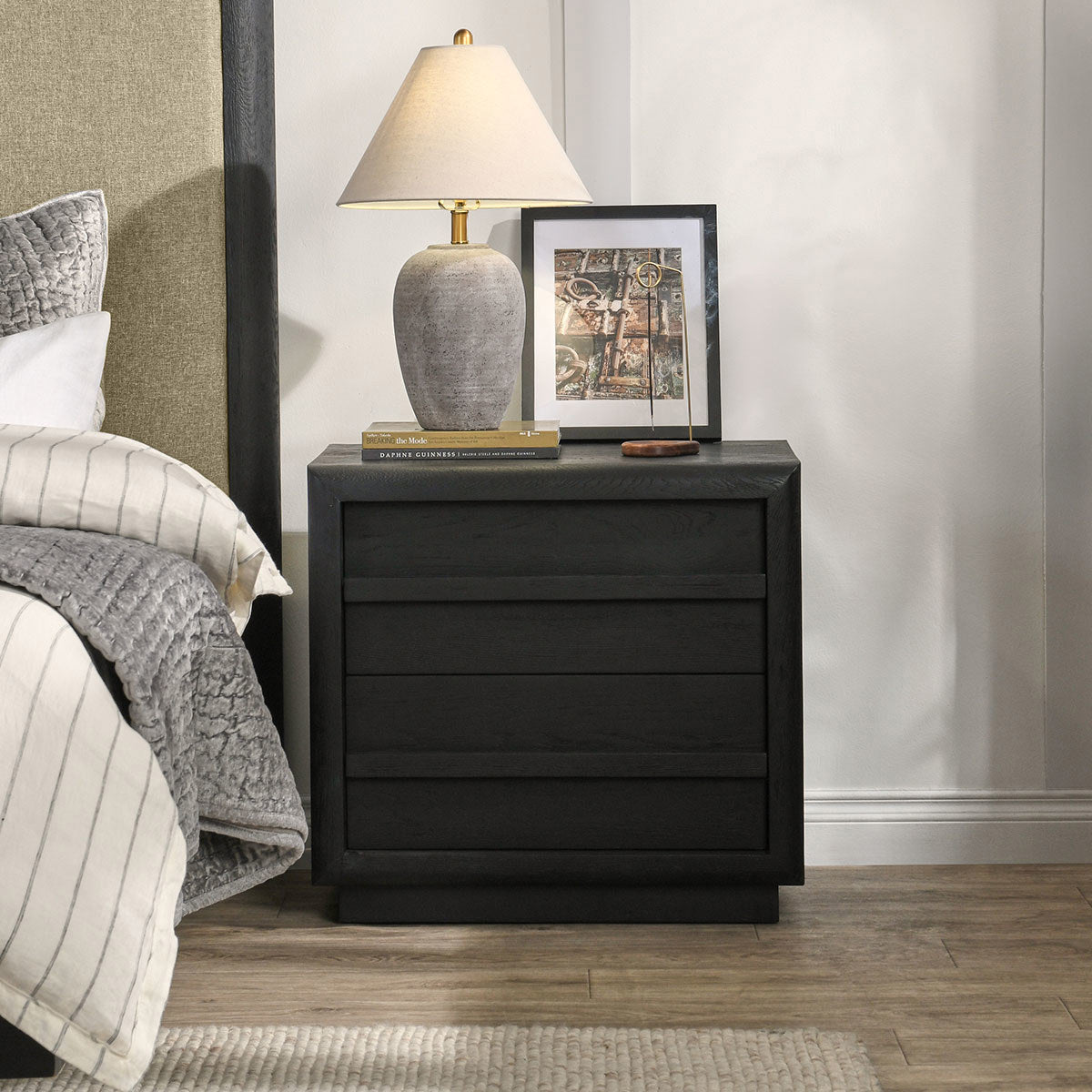 Sedona Solid Wood 2Dwr Nightstand - Black