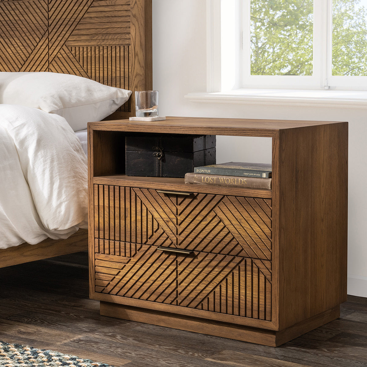 Santa Clara Solid Wood 2Dwr Nightstand - Caramel Brown