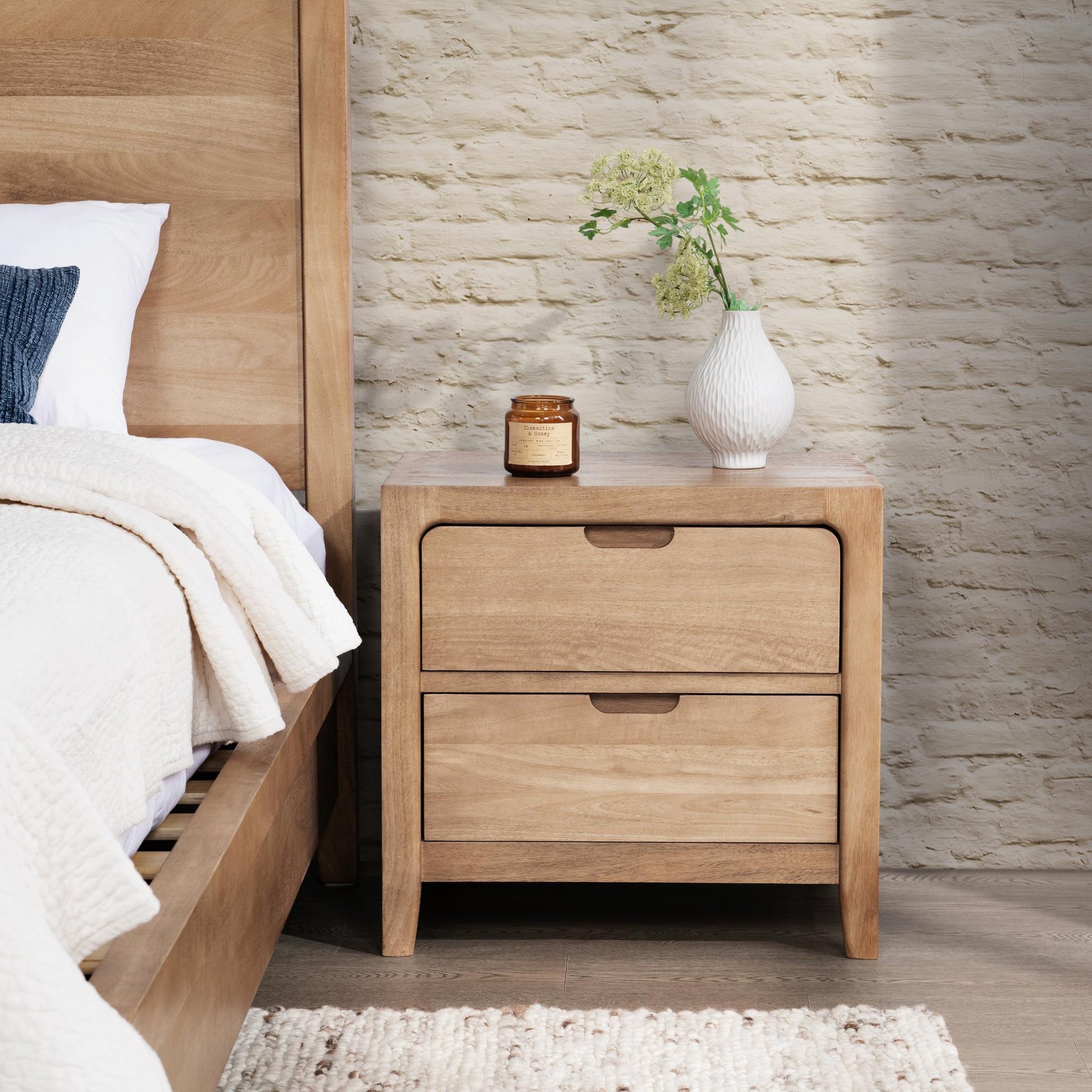 Laguna 2 Drawer Nightstand - Natural Maple