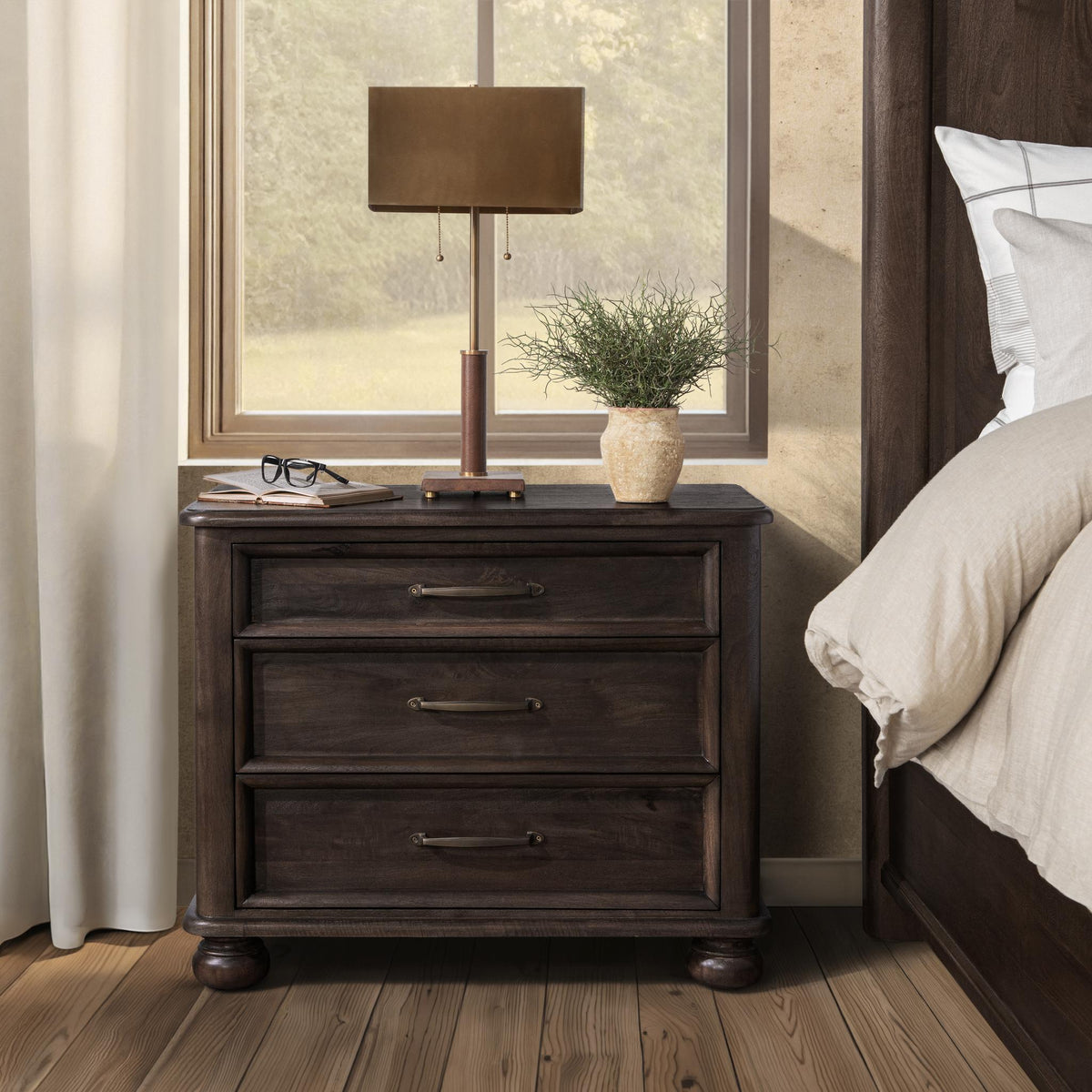 Brookside Nightstand - Cocoa Brown / 3 Drawer by Classic Home - view 7