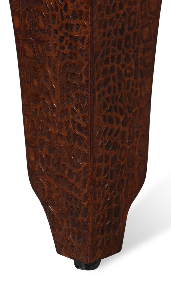 Croco Embossed Leather Stool,Tan Tessoro by Sarreid Ltd - view 10