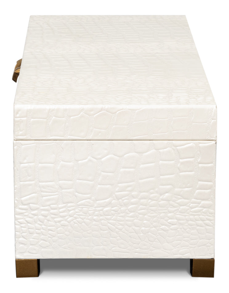 Lyle Leather Box, Pearl by Sarreid Ltd - view 9