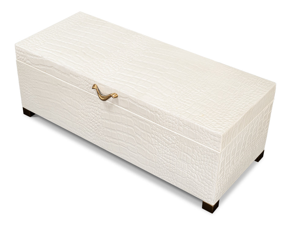 Lyle Leather Box, Pearl by Sarreid Ltd - view 10