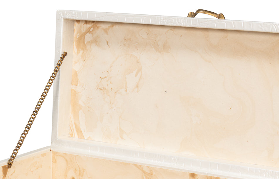 Lyle Leather Box, Pearl by Sarreid Ltd - view 12