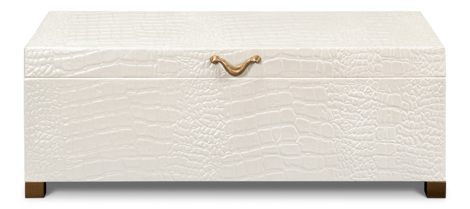 Lyle Leather Box, Pearl by Sarreid Ltd - view 2