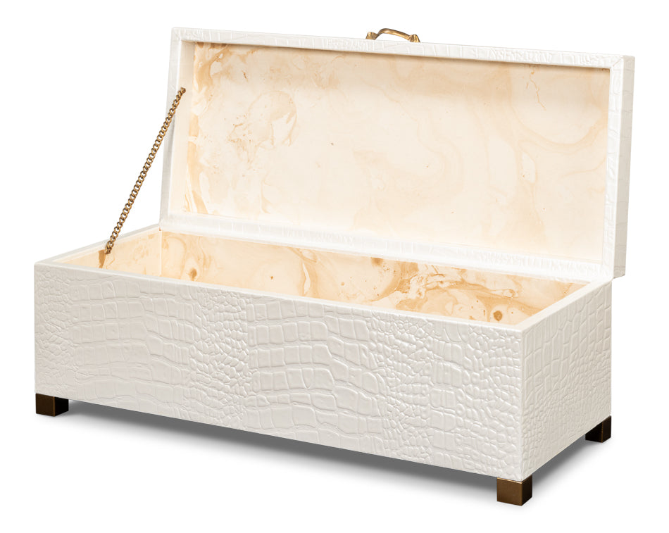 Lyle Leather Box, Pearl by Sarreid Ltd - view 3