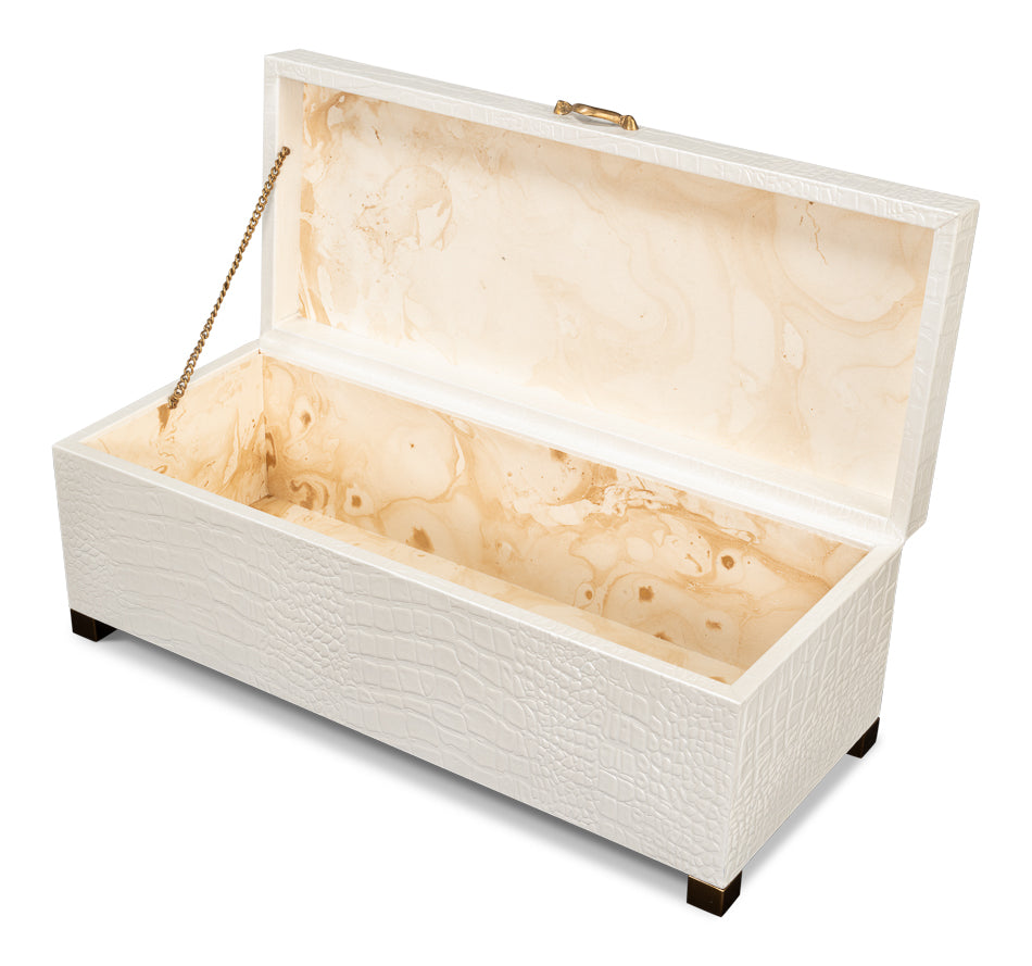Lyle Leather Box, Pearl by Sarreid Ltd - view 4