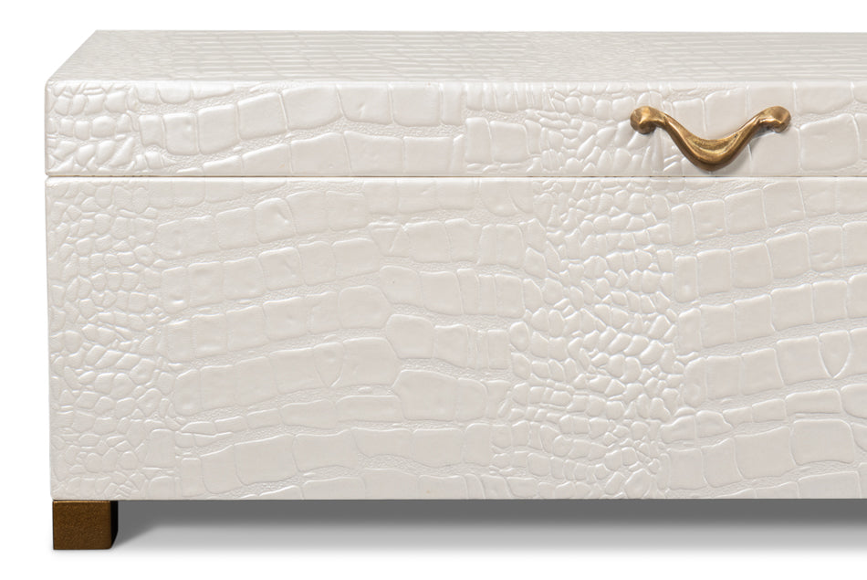 Lyle Leather Box, Pearl by Sarreid Ltd - view 5