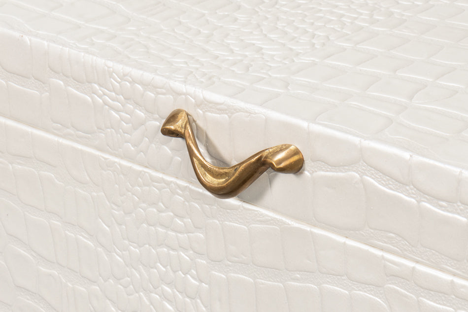 Lyle Leather Box, Pearl by Sarreid Ltd - view 6