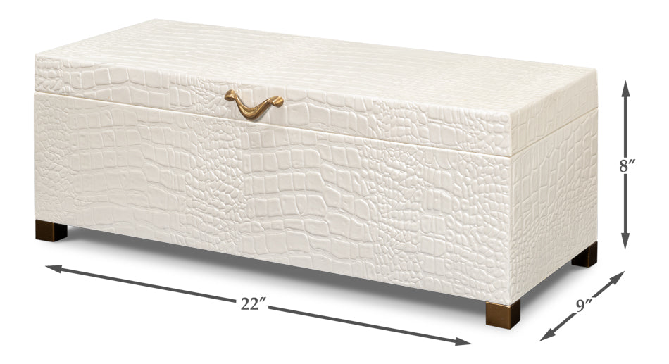 Lyle Leather Box, Pearl by Sarreid Ltd - view 7
