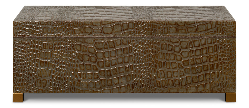 Lyle Leather Box, Antique Green by Sarreid Ltd - view 8