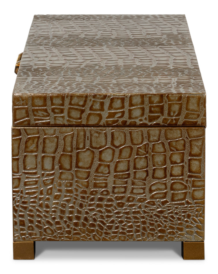 Lyle Leather Box, Antique Green by Sarreid Ltd - view 9