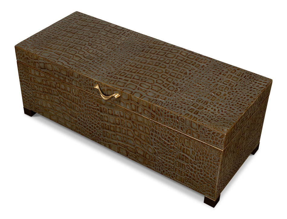 Lyle Leather Box, Antique Green by Sarreid Ltd - view 10