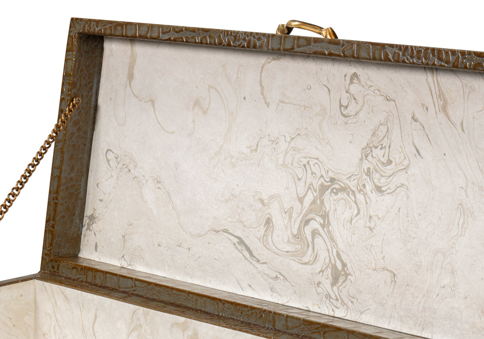 Lyle Leather Box, Antique Green by Sarreid Ltd - view 12