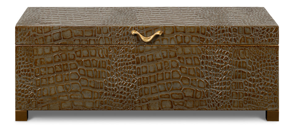 Lyle Leather Box, Antique Green by Sarreid Ltd - view 2