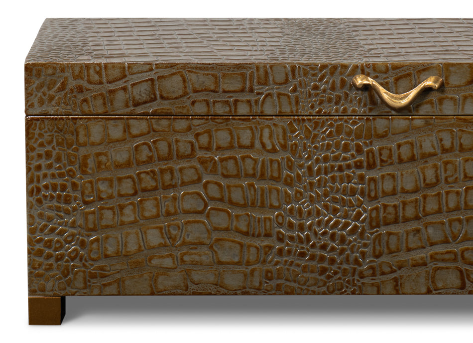 Lyle Leather Box, Antique Green by Sarreid Ltd - view 5