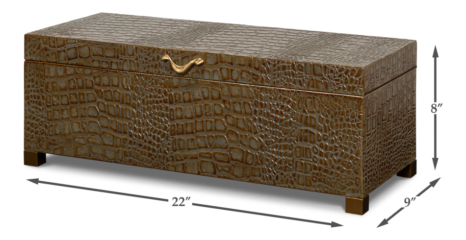 Lyle Leather Box, Antique Green by Sarreid Ltd - view 7