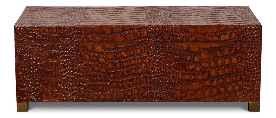 Lyle Leather Box, Tan Tessoro by Sarreid Ltd - view 8