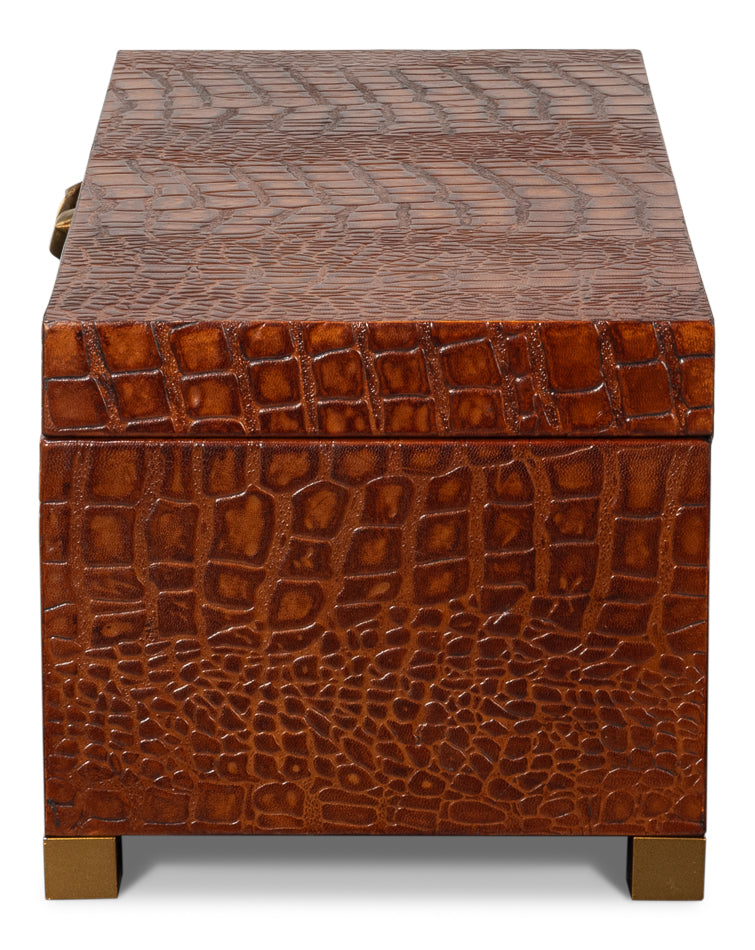 Lyle Leather Box, Tan Tessoro by Sarreid Ltd - view 9
