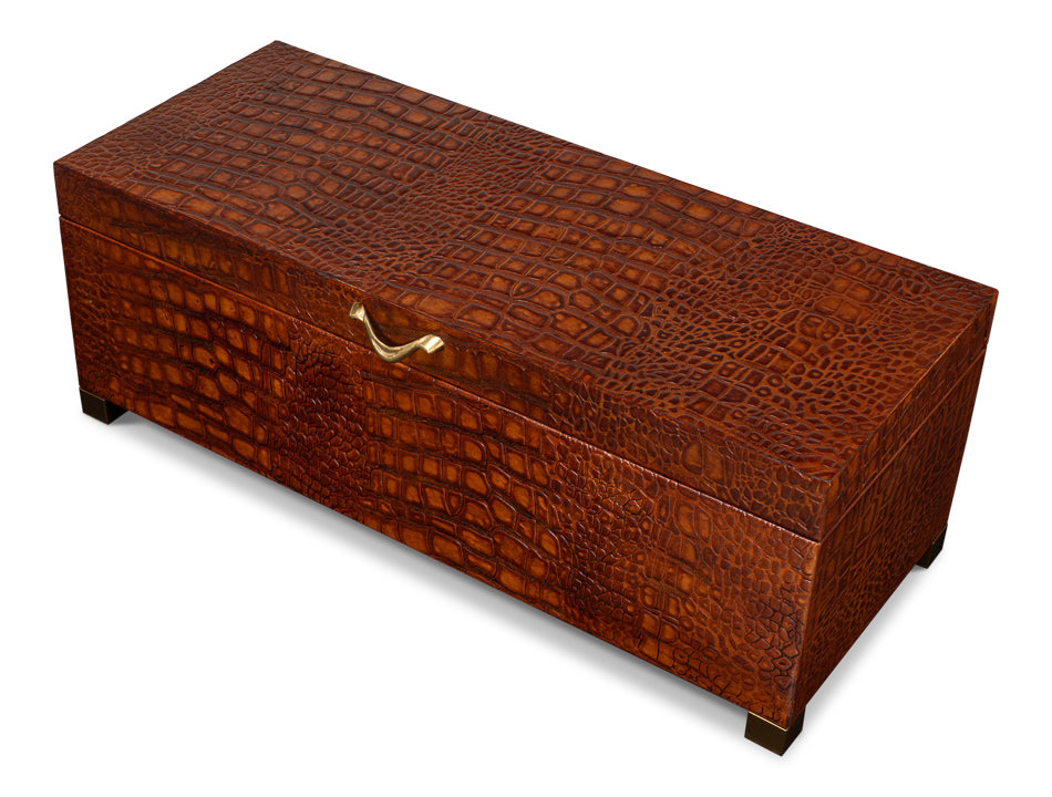 Lyle Leather Box, Tan Tessoro by Sarreid Ltd - view 10