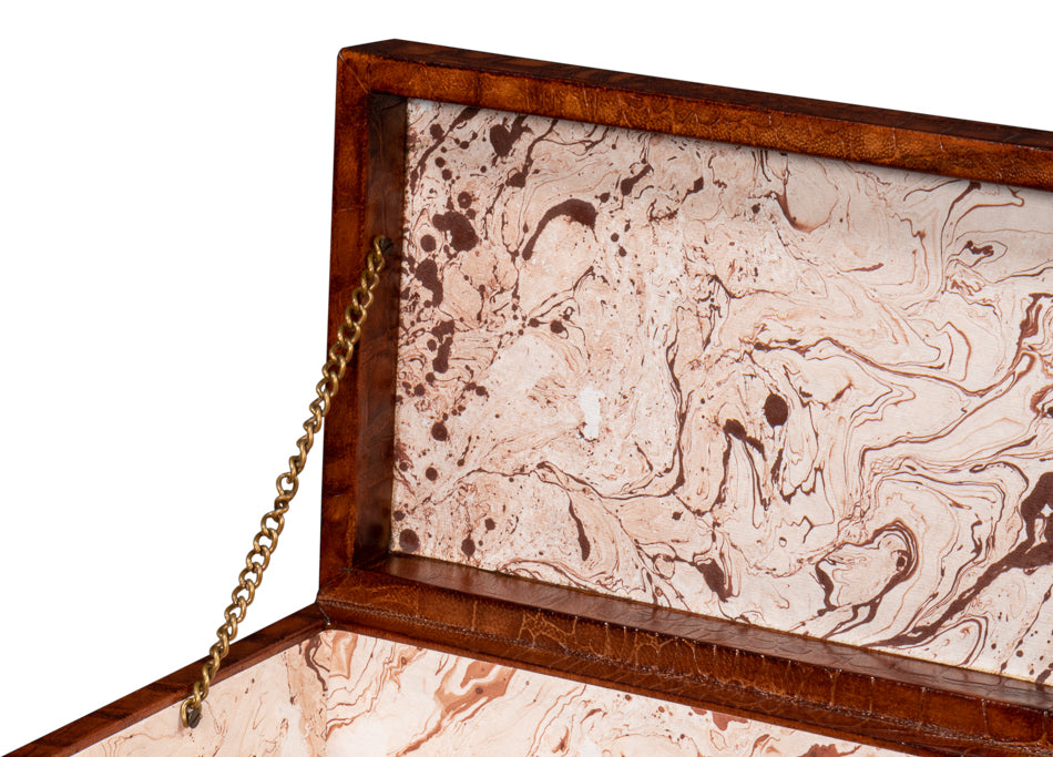 Lyle Leather Box, Tan Tessoro by Sarreid Ltd - view 12