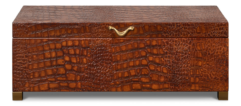 Lyle Leather Box, Tan Tessoro by Sarreid Ltd - view 2