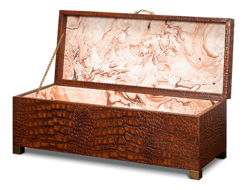 Lyle Leather Box, Tan Tessoro by Sarreid Ltd - view 3