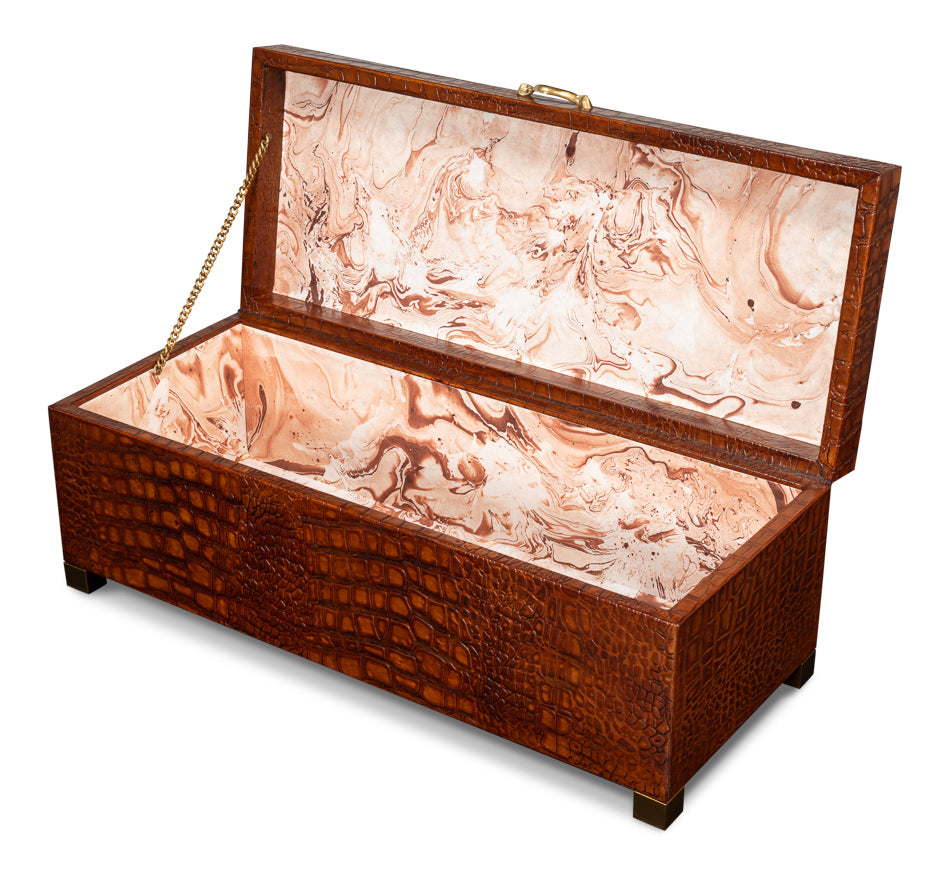 Lyle Leather Box, Tan Tessoro by Sarreid Ltd - view 4