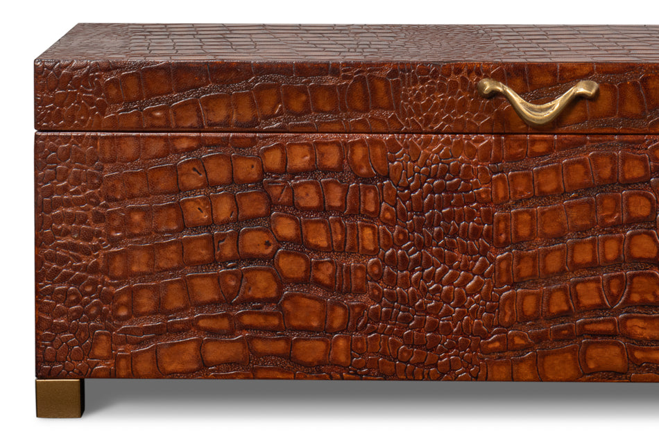 Lyle Leather Box, Tan Tessoro by Sarreid Ltd - view 5