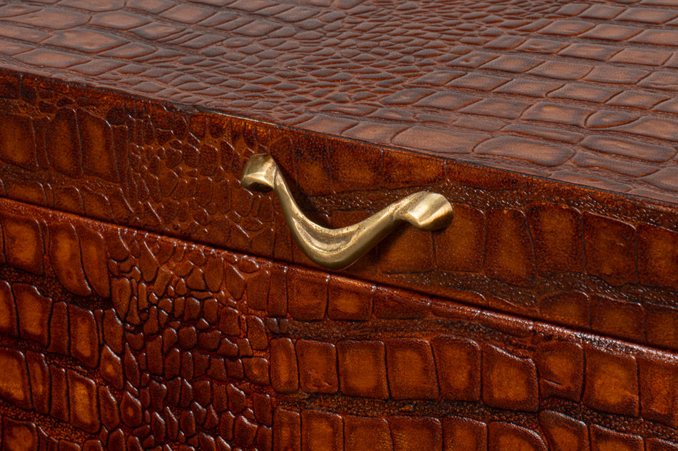 Lyle Leather Box, Tan Tessoro by Sarreid Ltd - view 6