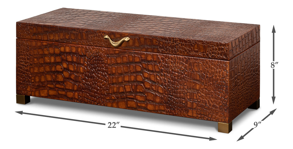 Lyle Leather Box, Tan Tessoro by Sarreid Ltd - view 7