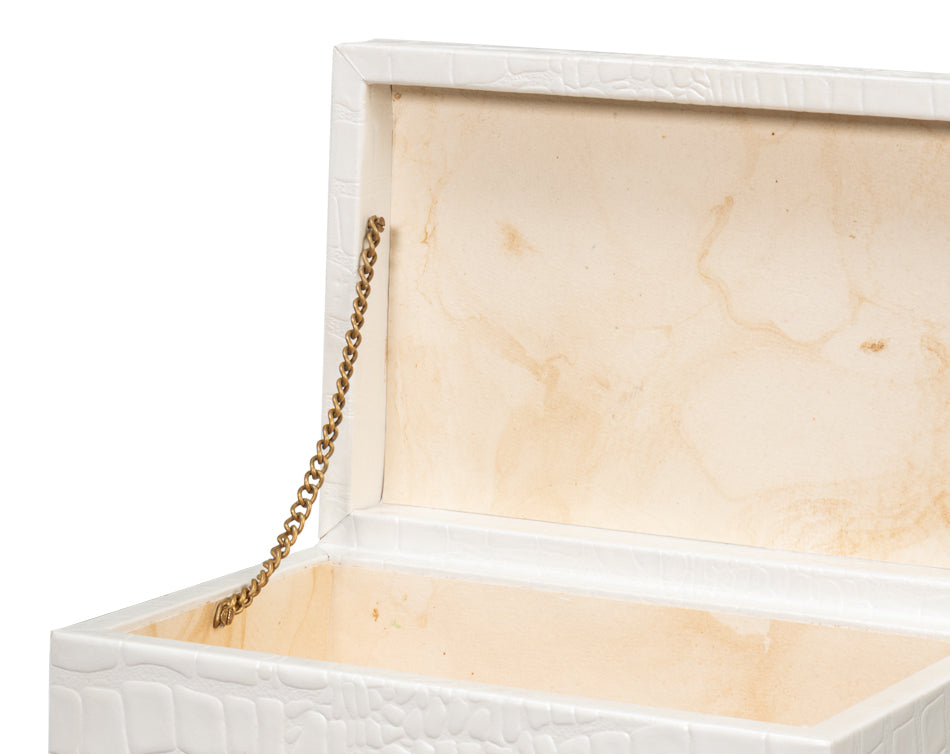 Candece Leather Box, Pearl, S/2 by Sarreid Ltd - view 12